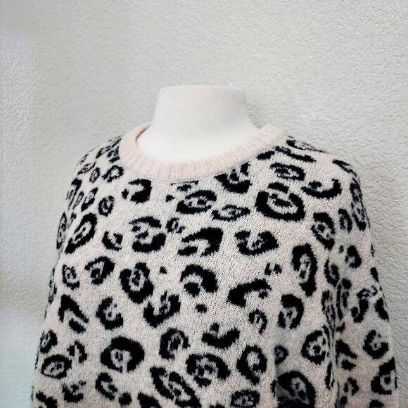 Altuzarra Wool Blend Cream w/Black Leopard Print Sweater Size L - Picture 6 of 12